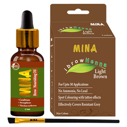Light Brown Henna Brow Tint With Henna Tinting Brush | Brow Nourishing Oil 30ml
