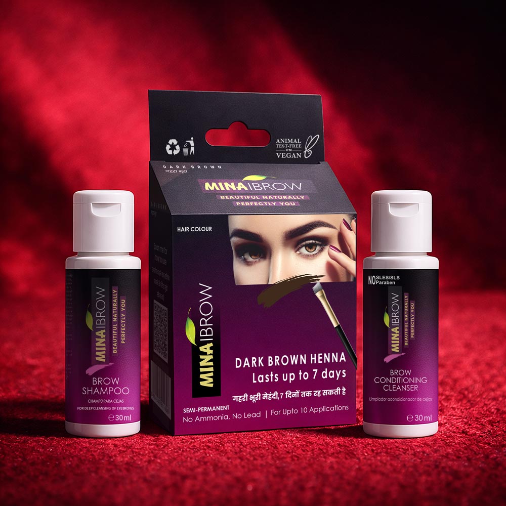 Brow Shampoo, Dark Brown Henna Colour, and Brow Conditioning Cleanser Combo