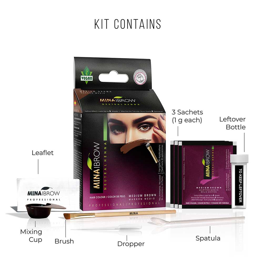 Medium Brown Brow Henna Regular Tint Kit