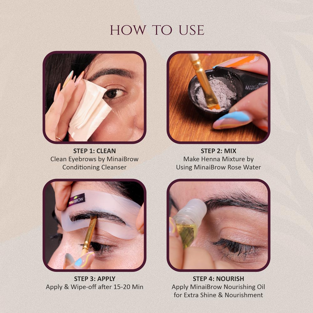 How to use steps of Mina Ibrow Colour